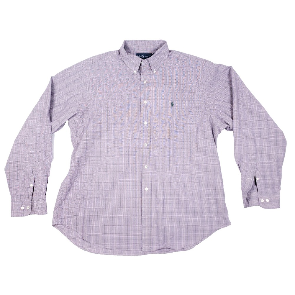 Vintage Ralph Lauren Classic‎ Fit Plaid Button Down Shirt XL Purple Y2K Preppy